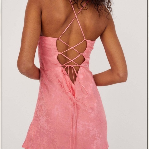 For Love and Lemons Large Pink Gabrielle Satin Mini Dress Party Event Cocktail - Picture 2 of 9